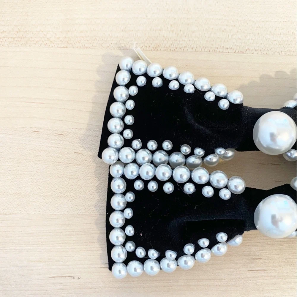 ANTHROPOLOGIE Black Velvet Pearl Bow Set NEW Hair Accessories